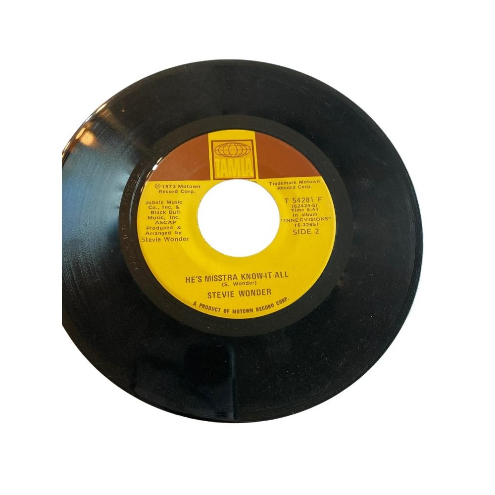 Vintage 7” 45 RPM vinyl record Stevie Wonder Sir duke he's misstra know it all